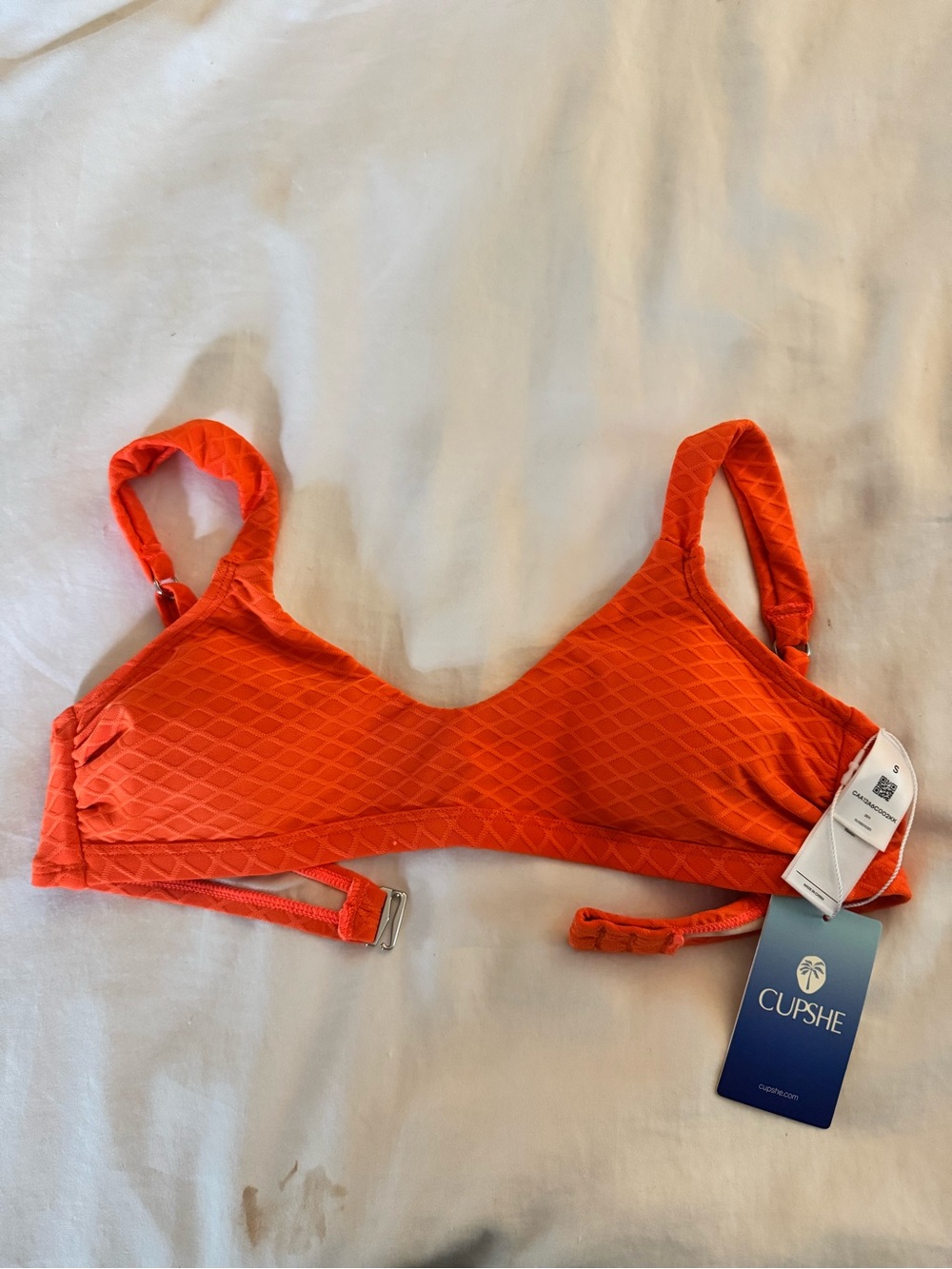 CUPSHE Bright Orange Textured Bralette bikini